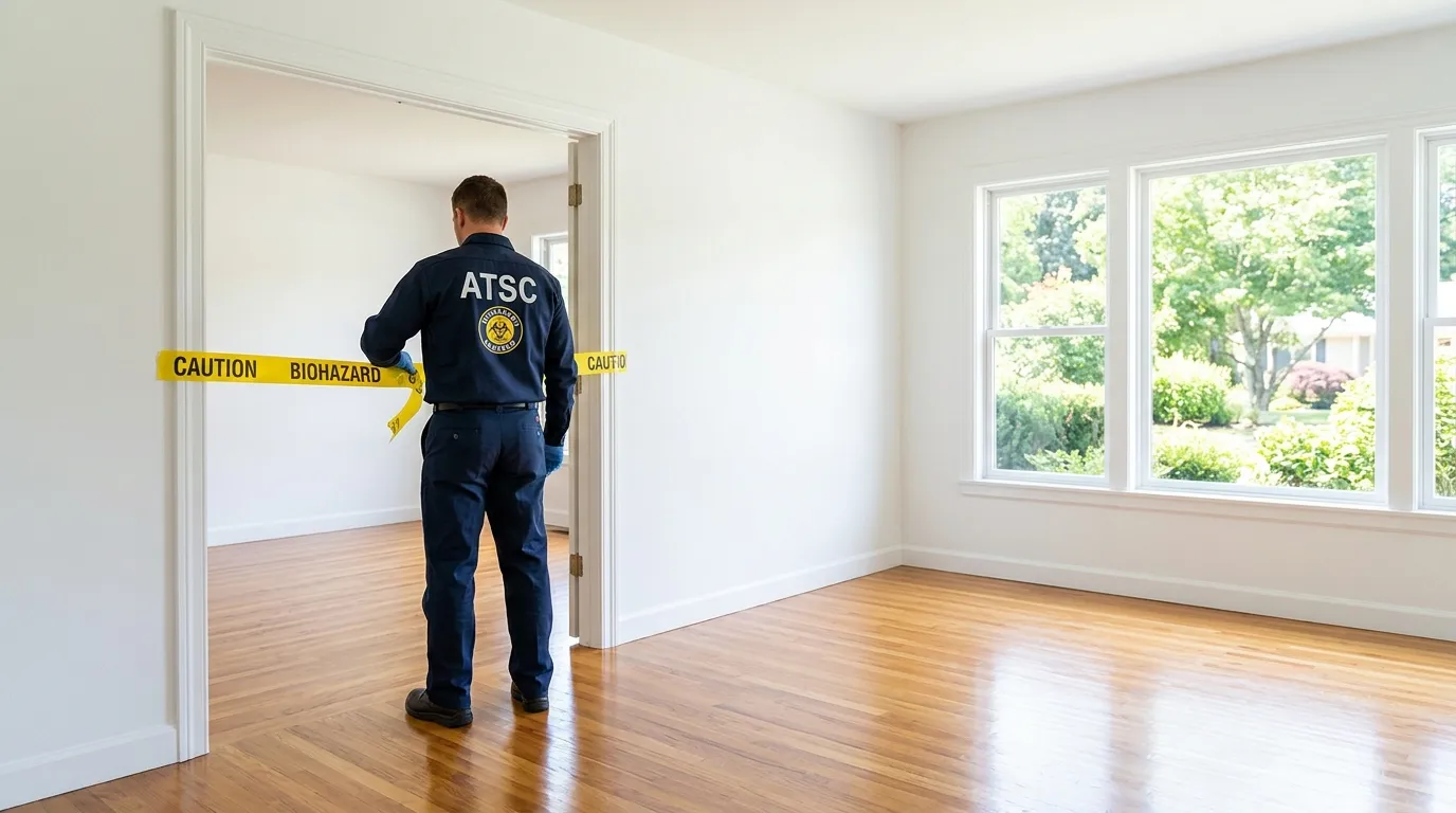 Certified biohazard cleanup crew performing Trauma Scene Cleanup in Northampton